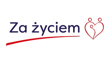 Logo programu za życiem. Granatowy napis za życiem, a pod nim czerwone podkreślenie napisu, z prawej strony obrys czerwonego serca.